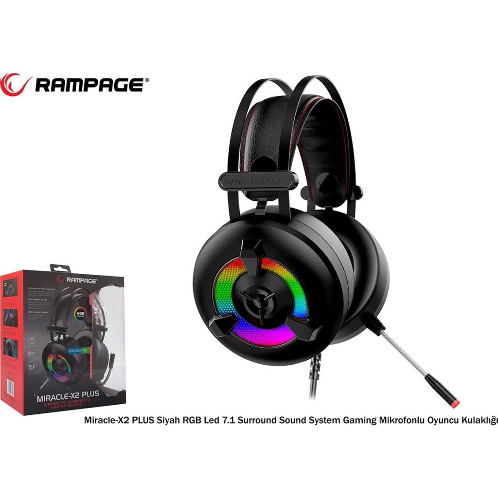 Rampage Miracle-X2 Plus RGB 7.1 USB Kablolu Kulak Üstü Oyuncu Kulaklığı