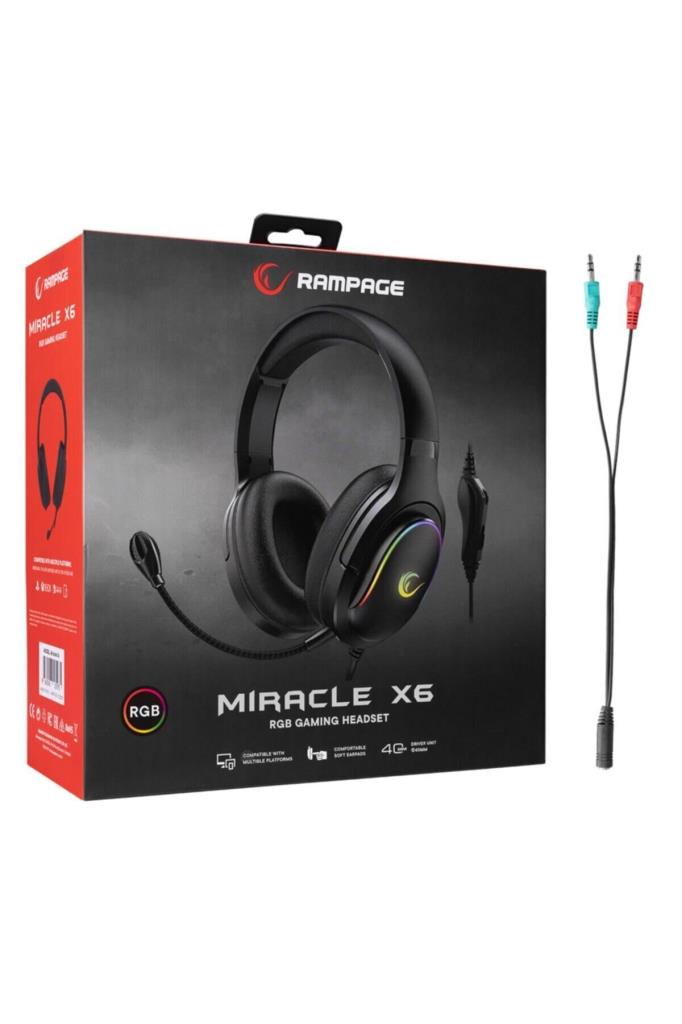 Rampage Miracle-X6 RGB USB Kablolu Kulak Üstü Oyuncu Kulaklığı Teşhir