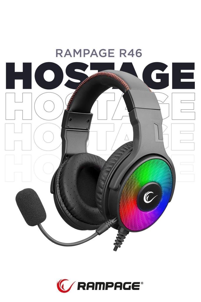 Rampage Hostage R46 RGB 7.1 USB Kablolu Kulak Üstü Oyuncu Kulaklığı Teşhir