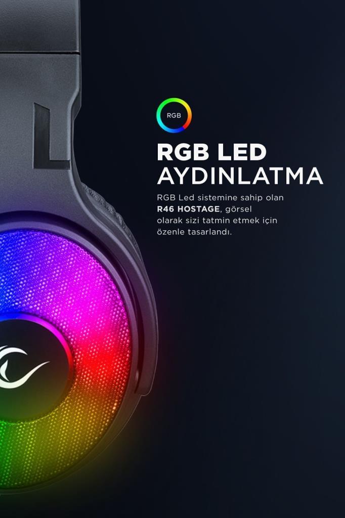 Rampage Hostage R46 RGB 7.1 USB Kablolu Kulak Üstü Oyuncu Kulaklığı Teşhir