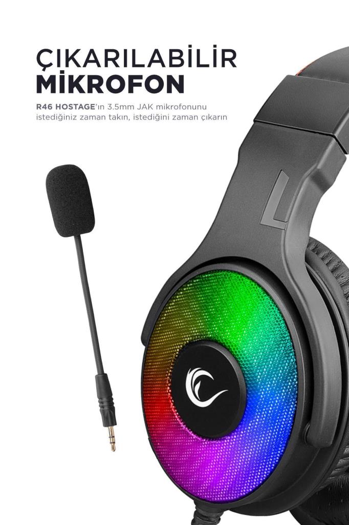 Rampage Hostage R46 RGB 7.1 USB Kablolu Kulak Üstü Oyuncu Kulaklığı Teşhir
