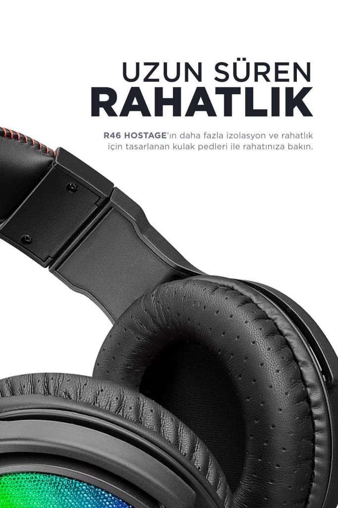Rampage Hostage R46 RGB 7.1 USB Kablolu Kulak Üstü Oyuncu Kulaklığı Teşhir