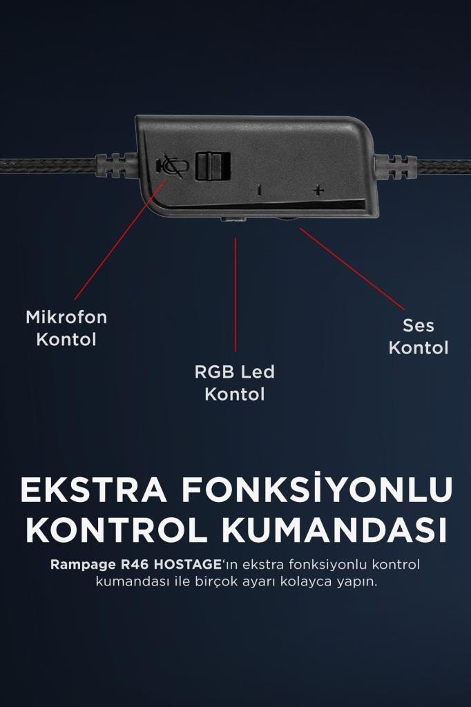 Rampage Hostage R46 RGB 7.1 USB Kablolu Kulak Üstü Oyuncu Kulaklığı Teşhir