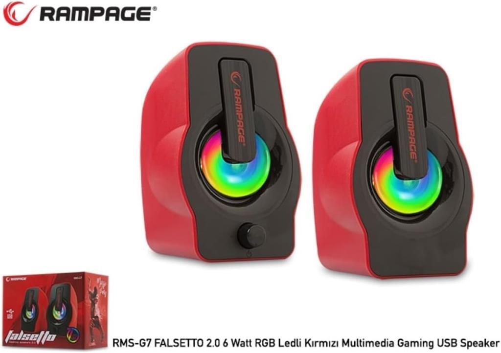 Rampage RMS-G7 FALSETTO 2.0 6 Watt RGB Ledli Kırmızı Multi Outlet