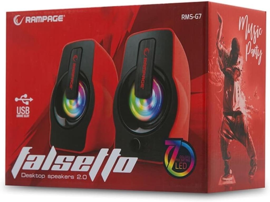 Rampage RMS-G7 FALSETTO 2.0 6 Watt RGB Ledli Kırmızı Multi Outlet