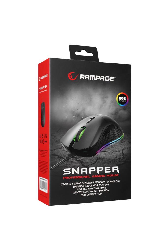 Rampage SMX-R53 Snapper RGB Makrolu Ergonomik Optik Kablolu Oyuncu Mouse Teşhir