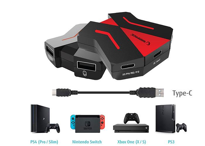 Rampage Switch Xbox One/ps4/ps3 LED Işıklı Oyuncu Klavye ve Mause Çevirici - Outlet