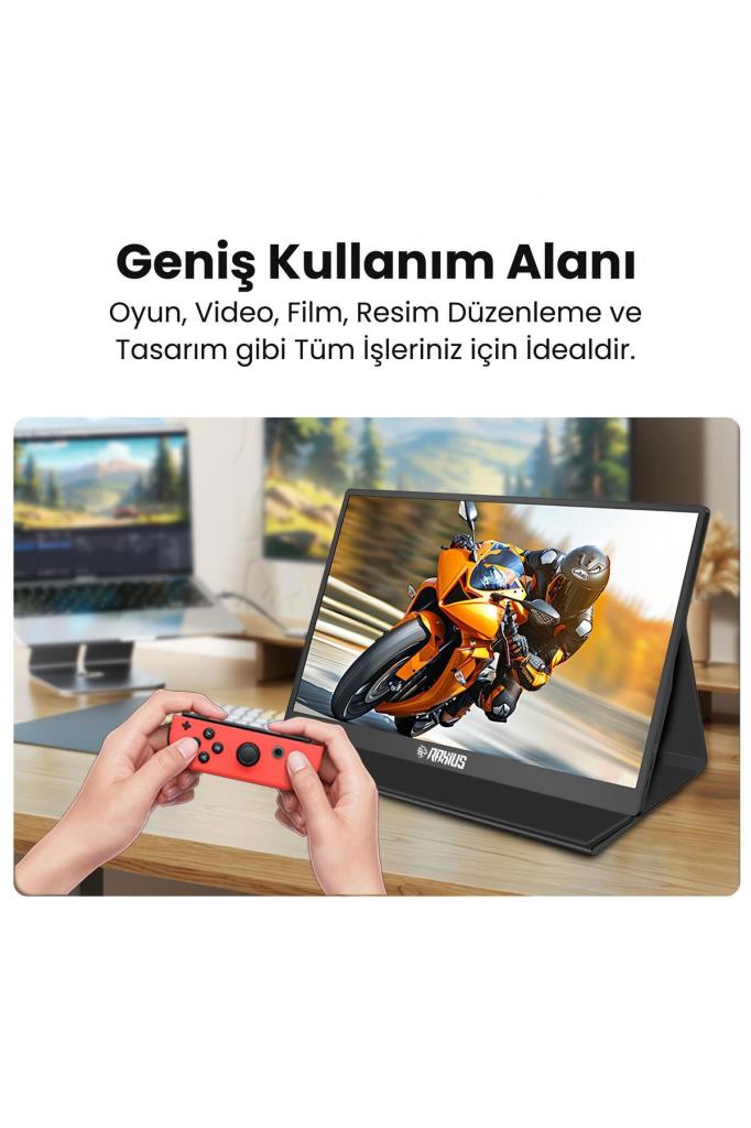 Raxius RXM6144 15.6" Fhd 5ms144Hz Type-C Telefon&oyun Konsolu Uyumlu Metal Kasa Taşınabilir Monitör Teşhir