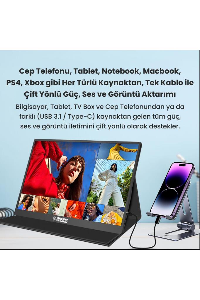 Raxius RXM6144 15.6" Fhd 5ms144Hz Type-C Telefon&oyun Konsolu Uyumlu Metal Kasa Taşınabilir Monitör Teşhir