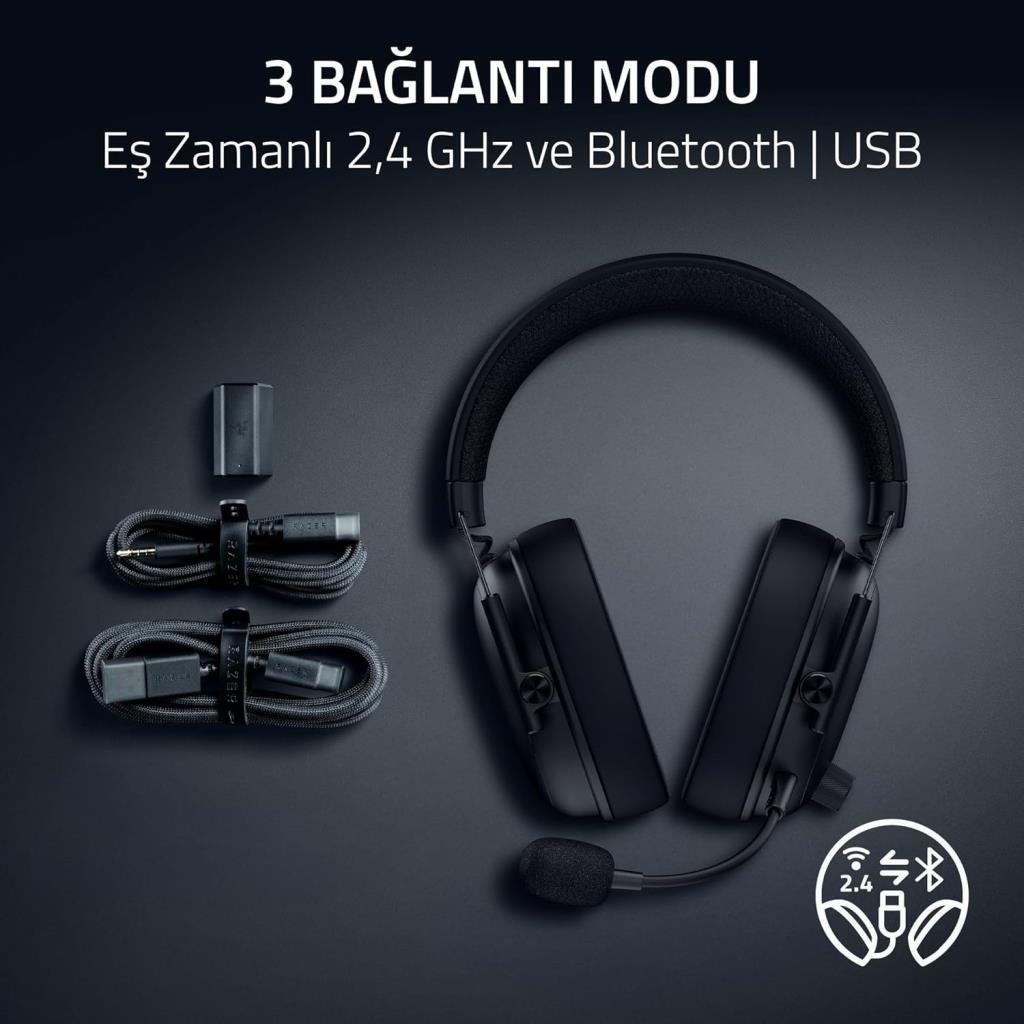 Razer BlackShark V3 RZ04-05410100-R3M1 Siyah 7.1 USB Kablolu/Kablosuz Kulak Üstü Oyuncu Kulaklığı