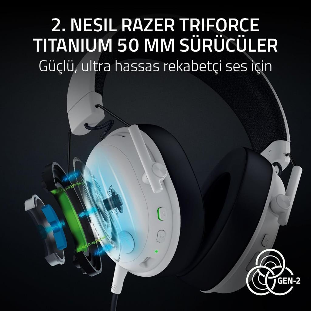 Razer BlackShark V3 RZ04-05410400-R3M1 Beyaz 7.1 USB Kablolu/Kablosuz Kulak Üstü Oyuncu Kulaklığı