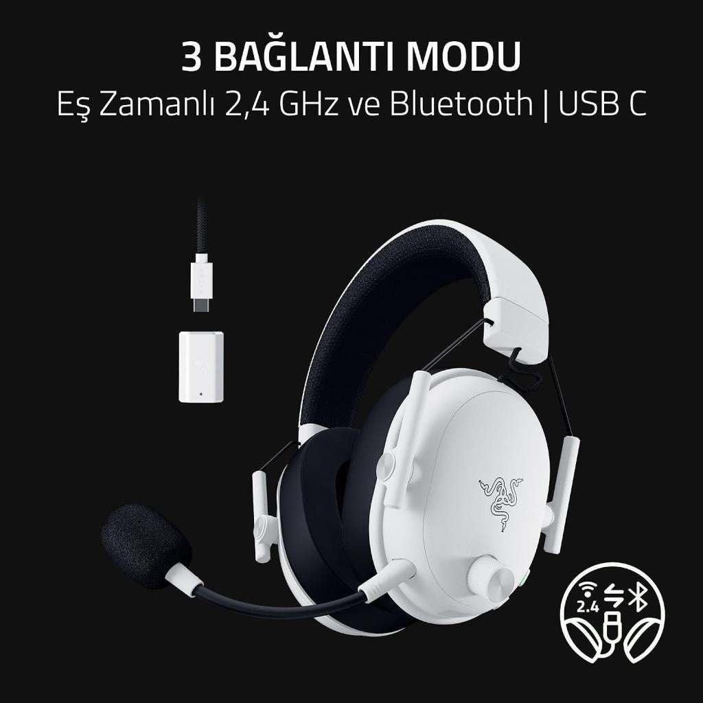 Razer BlackShark V3 RZ04-05410400-R3M1 Beyaz 7.1 USB Kablolu/Kablosuz Kulak Üstü Oyuncu Kulaklığı