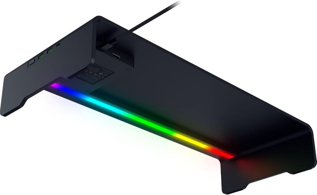 Razer Monitör Standı Chroma - Chroma RGB özellikli 4 yönlü USB-C hub'lı alüminyum monitör standı (50cm x 21cm x 7.85cm - TEŞHİR