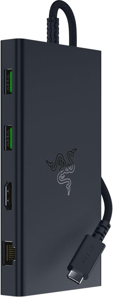 Razer USB-C Dock - HDMI, Gigabit Ethernet, 3,5 mm ses bağlantı noktası, USB-A ve -C ile 11 bağlantı noktası, Windows ve Mac ile uyumlu (4K ile ekran çıkışı, 7.1 surround ses) Siyah - Outlet