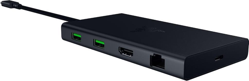Razer USB-C Dock - HDMI, Gigabit Ethernet, 3,5 mm ses bağlantı noktası, USB-A ve -C ile 11 bağlantı noktası, Windows ve Mac ile uyumlu (4K ile ekran çıkışı, 7.1 surround ses) Siyah - Outlet