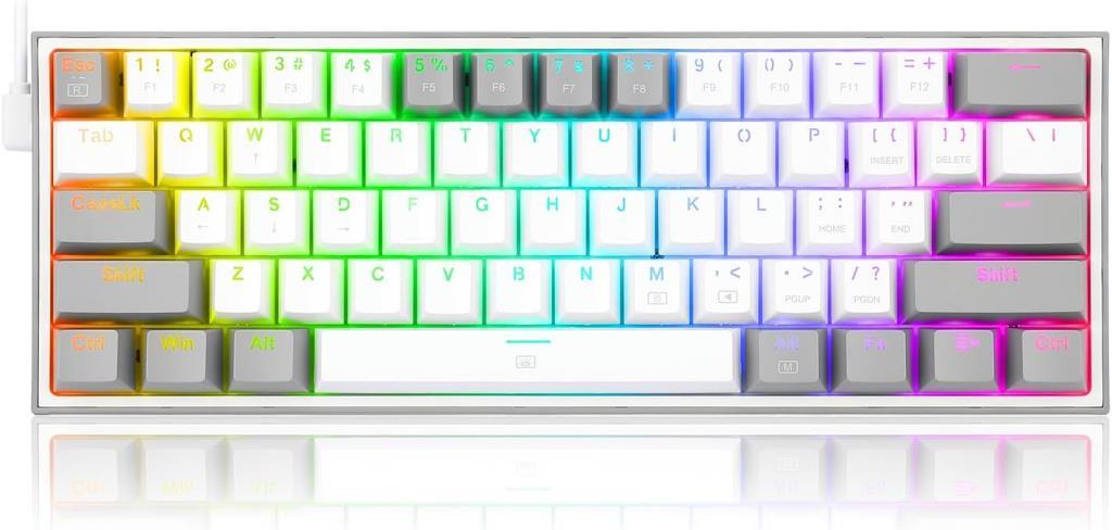 Redragon K617 Beyaz-Gri RGB %60 TKL Red Switch Kablolu Mekanik Oyuncu Klavyesi Outlet