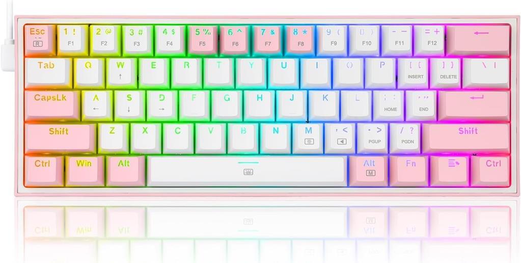 Redragon K617 Pembe RGB %60 TKL Red Switch Kablolu Mekanik Oyuncu Klavyesi - TEŞHİR