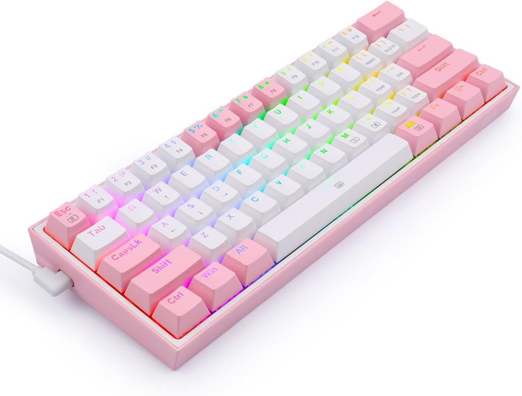 Redragon K617 Pembe RGB %60 TKL Red Switch Kablolu Mekanik Oyuncu Klavyesi - TEŞHİR