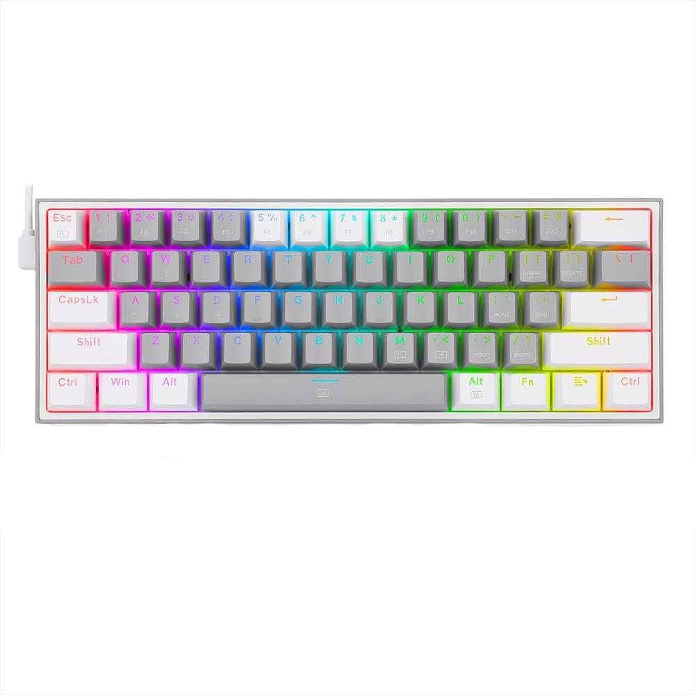 Redragon K617 Gri-Beyaz RGB %60 TKL Red Switch Kablolu Mekanik Oyuncu Klavyesi Teşhir