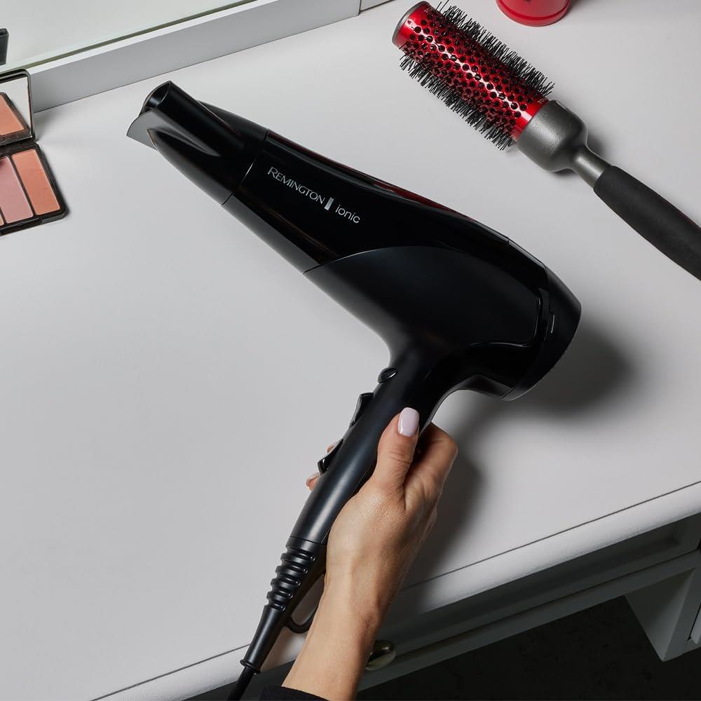 Remington İyonik Saç Kurutma Makinesi, 2200 W, 3 Isıtma ve 2 Ayrı Fan Kademesi + Soğutma Kademesi, Difüzör Başlıklı, D3198 Outlet