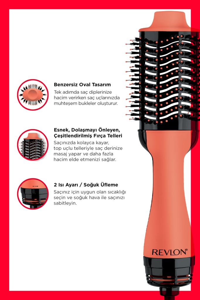Revlon One Step Volumiser 1100 W Saç Kurutma ve Şekillendirme Makinesi - Kayısı Siyah, 2 Hız Ayarı, Hafif ve Sessiz Tasarım - Outlet