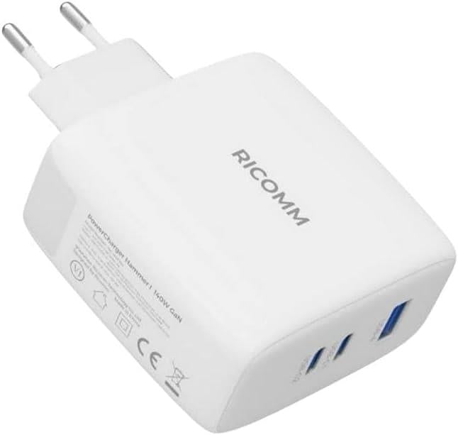 Ricomm 140W GaN 3 Portlu USB-C + USB-A Şarj Aleti Macbook & Notebook Uyumlu -