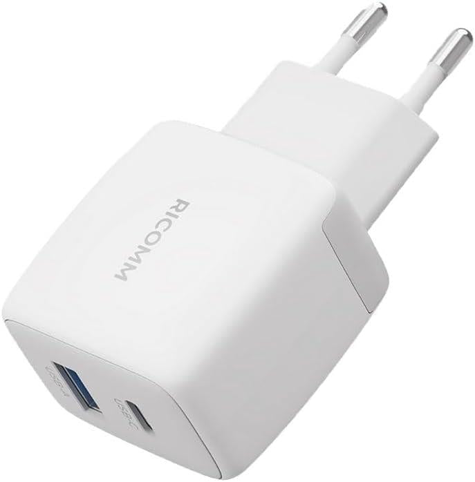 Ricomm 25W GaN USB-C + USB-A Şarj Aleti PPS PD iPhone, iPad, Samsung, Xiaomi Uyumlu Hızlı Şarj Cihazı + 2 Metre Type-C 60W Şarj Kablosu Teşhir
