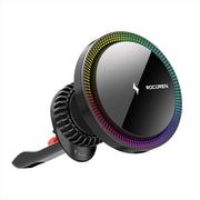 Rocoren 15W Kablosuz Şarj Destekli Magsafe Uyumlu RGB Işıklı Araç içi Telefon Tutucu