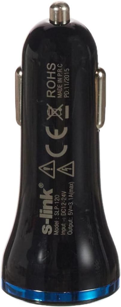 S-link SLP-120 Pro 3100MA 2xUSB Araç Şarj Cihazı - Teşhir
