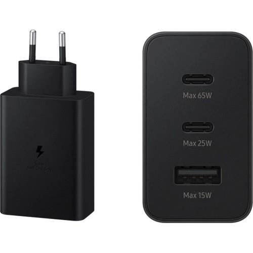 Samsung 3in1 Trio 65W 2xPD + UsbA Ev Tipi Şarj Aleti 3 Çıkışlı(EP-T6350NBEGWW) Outlet