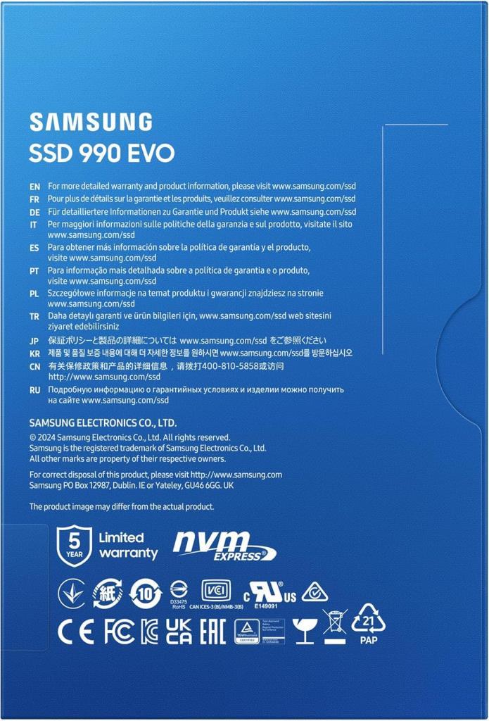 Samsung 990 Evo MZ-V9E1T0BW PCI-Express 5.0 1 TB M.2 SSD