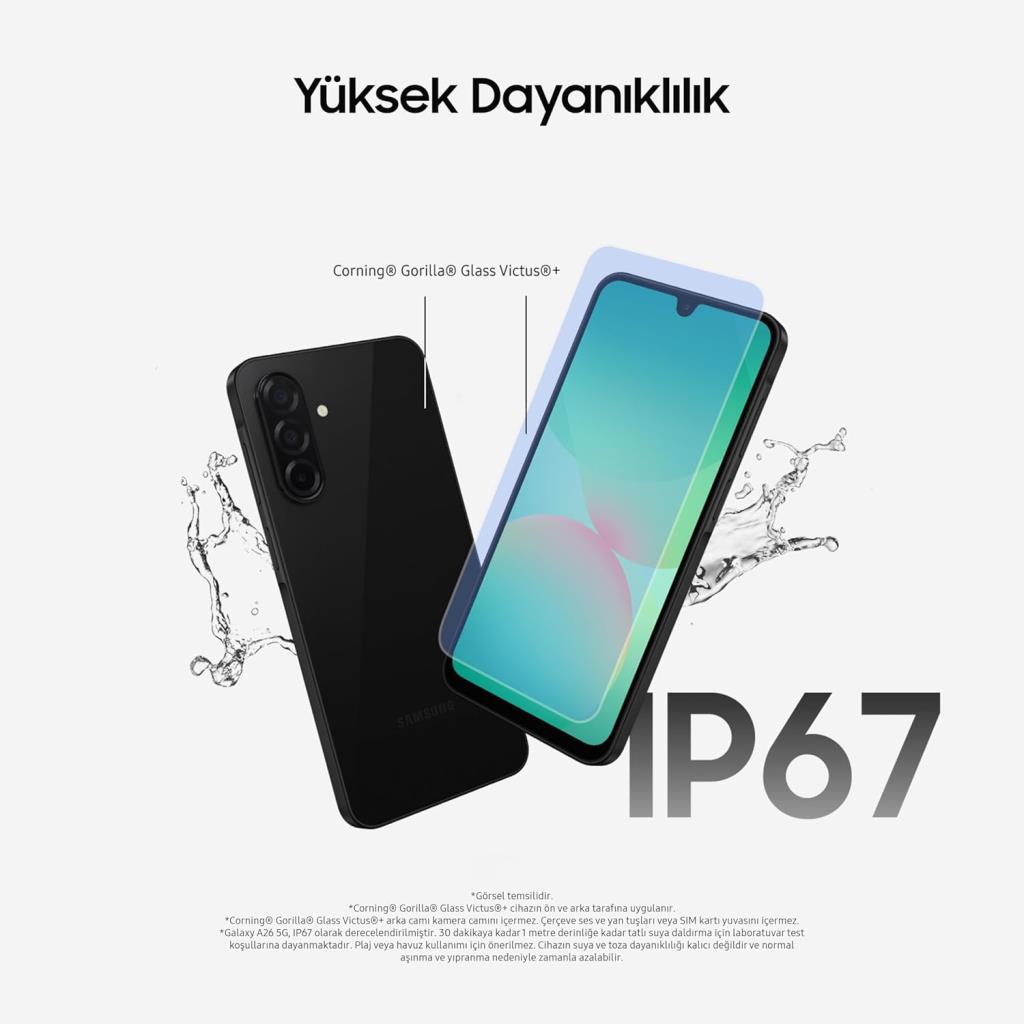 Samsung Galaxy A26 256 جيجابايت 8 جيجابايت أسود (بضمان سامسونج تركيا)