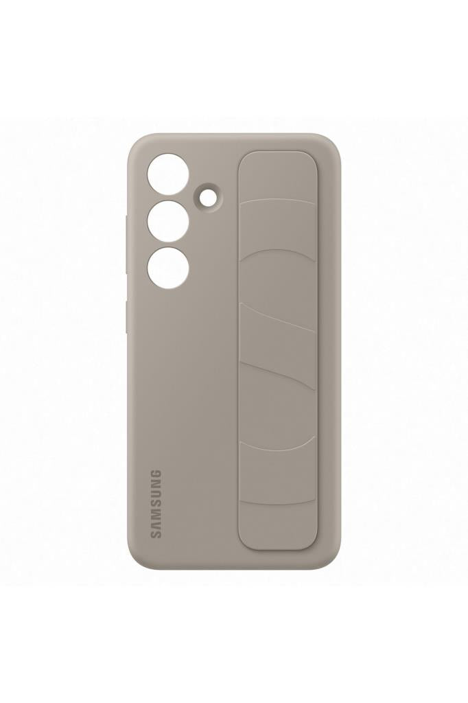 Samsung Galaxy S24 Kordonlu & Standlı Silikon Kılıf - Boz Kahverengi Outlet