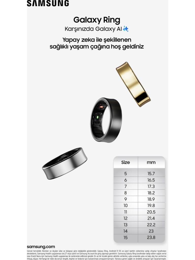 SAMSUNG Galaxy Akıllı Yüzük Siyah Titanyum Yüzük Ölçüsü 8, 18.2 mm