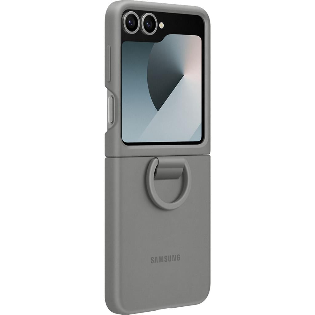 SAMSUNG Galaxy Z Flip 6 Yüzüklü Silikon Telefon Kılıfı Gri - OUTLET