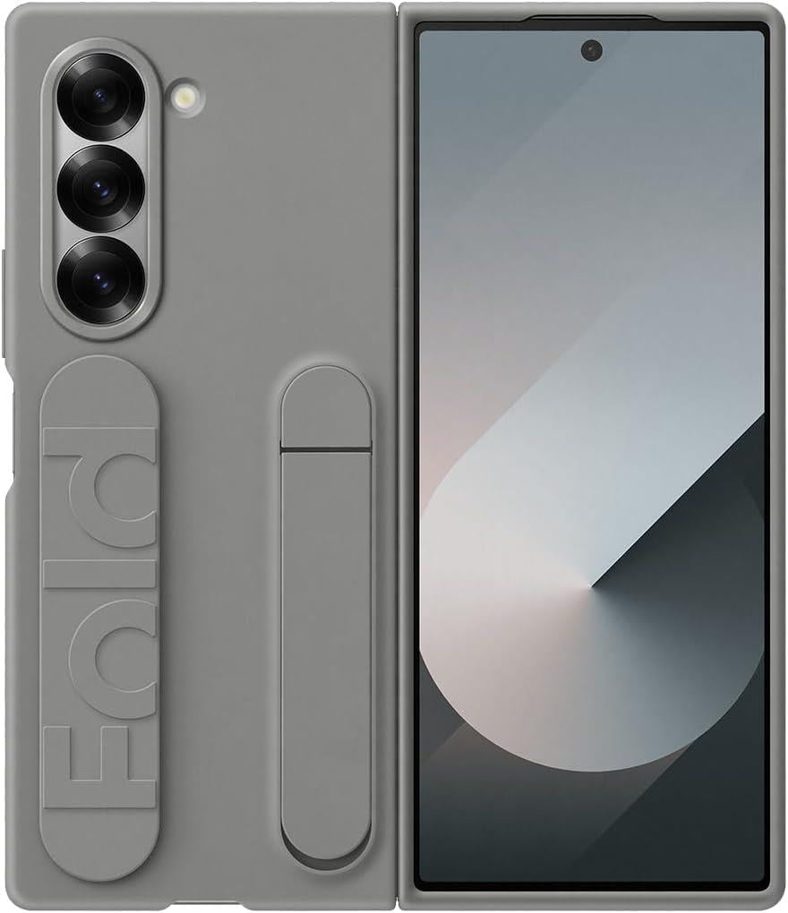 Samsung Galaxy Z Fold 6 Standlı Silikon Kılıf - Gri ü- Teşhir