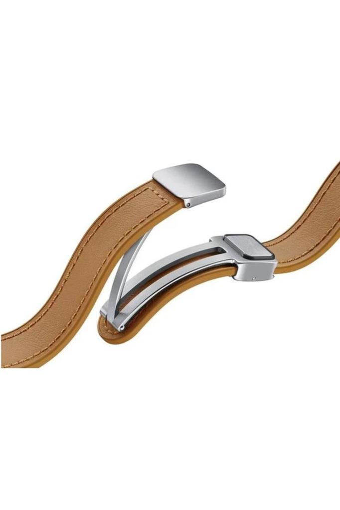 Samsung Galaxy W6 Tokalı Hibrit Deri Kordon (İnce, S/M) - Kahverengi