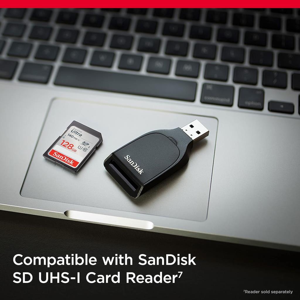 SanDisk 128 GB Ultra SDXC bellek kartı, 140 MB/s'ye kadar, A1 uygulama performansı, UHS-I, Class 10, U1 - Outlet