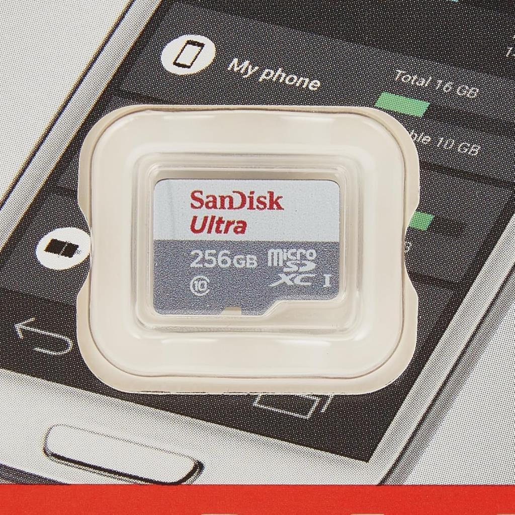 SanDisk 256GB Ultra Lite MicroSDXC 100 MB, Beyaz/Gri - Outlet