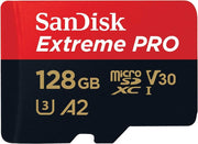 SanDisk Extreme microSDXC UHS-I hafıza kartı 128 GB + adaptör (akıllı telefonlar, aksiyon kameraları ve dronlar için, A2, C10, V30, U3, 190 MB/s aktarım, RescuePRO Deluxe) - Outlet