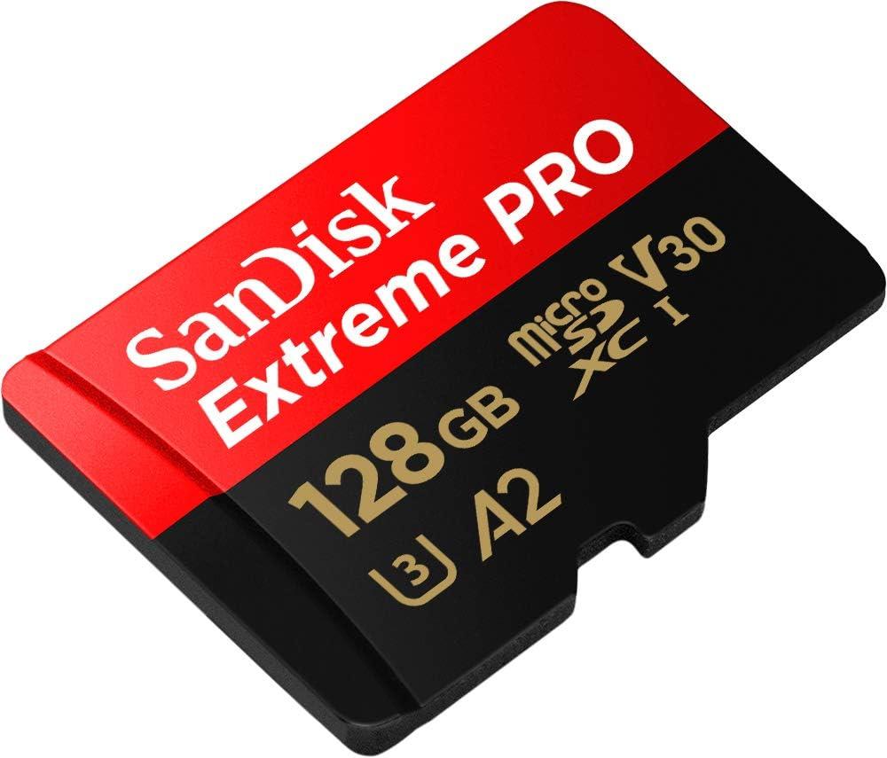 SanDisk Extreme microSDXC UHS-I hafıza kartı 128 GB + adaptör (akıllı telefonlar, aksiyon kameraları ve dronlar için, A2, C10, V30, U3, 190 MB/s aktarım, RescuePRO Deluxe) - Outlet