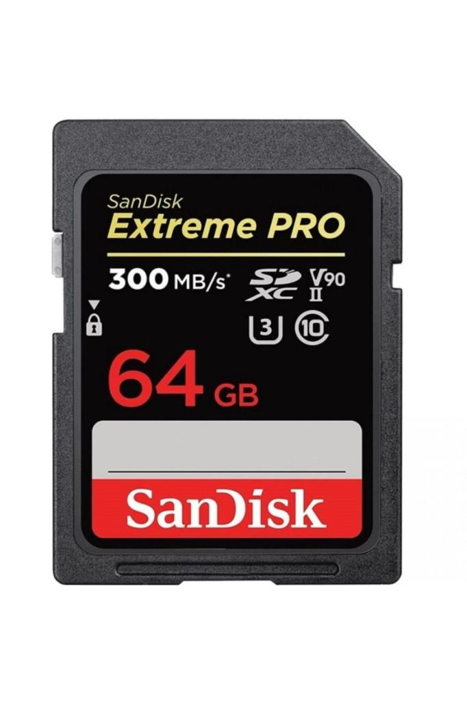 SanDisk Extreme PRO SDHC UHS-II hafıza kartı V90 64 GB (300 MB/s, 8K, 4K ve Full-HD video kaydı, RescuePRO Deluxe, darbeye dayanıklı, ısıya dayanıklı, su geçirmez ve röntgen korumalı) Outlet