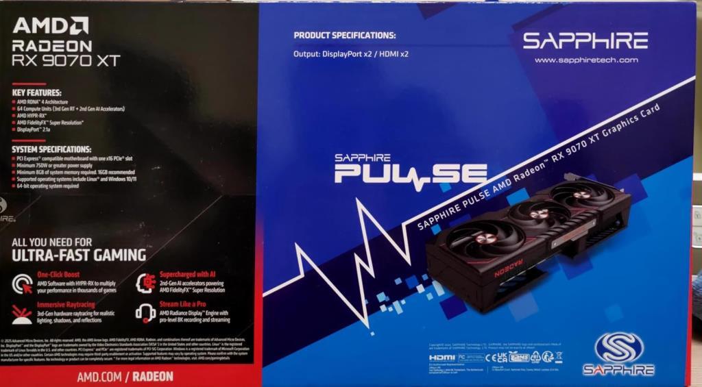 Sapphire RX 9070 XT Pulse 11348-03-20G 256 Bit GDDR6 16 GB Graphics Card Outlet