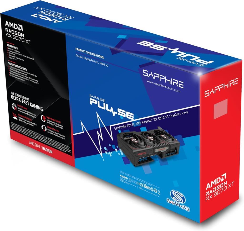 Sapphire RX 9070 XT Pulse 11348-03-20G 256 Bit GDDR6 16 GB Graphics Card Outlet
