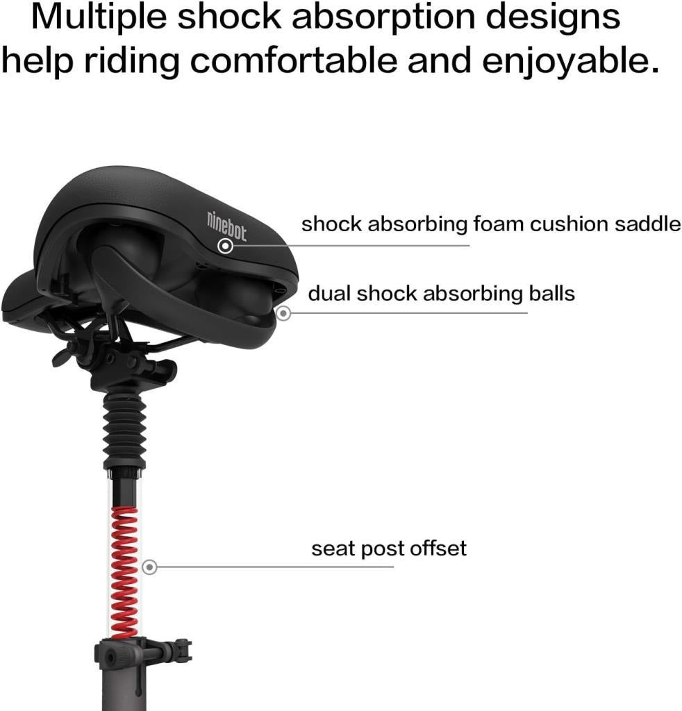 Segway Ninebot MAX G30P / G30LP Uyumlu Ayarlanabilir Konforlu Darbe Emici Elektrikli Scooter Selesi – Siyah, Büyük - OUTLET
