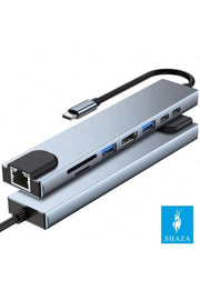Shaza 8in1 USB Type-C Hub Port Adaptör HDMI USB Ethernet Pd Girişli - TEŞHİR