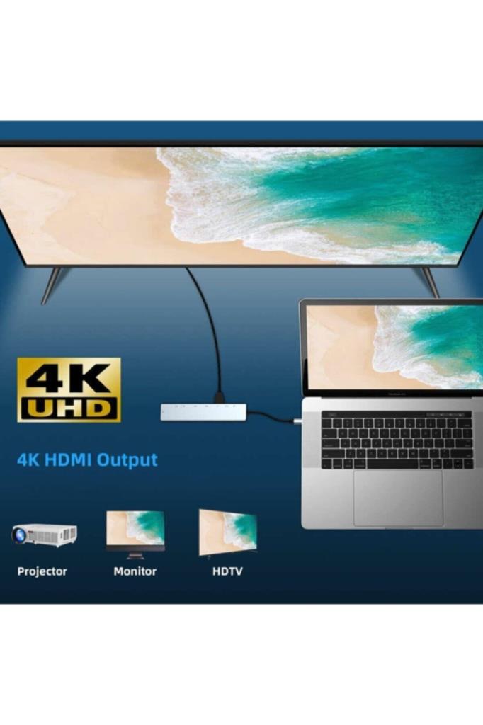 Shaza 8in1 USB Type-C Hub Port Adaptör HDMI USB Ethernet Pd Girişli - TEŞHİR