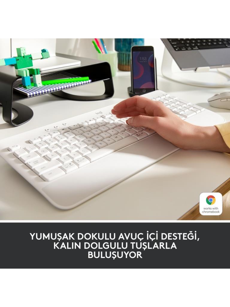 Logitech K650 Signature 920-010973 Beyaz Q Kablosuz Klavye - OUTLET