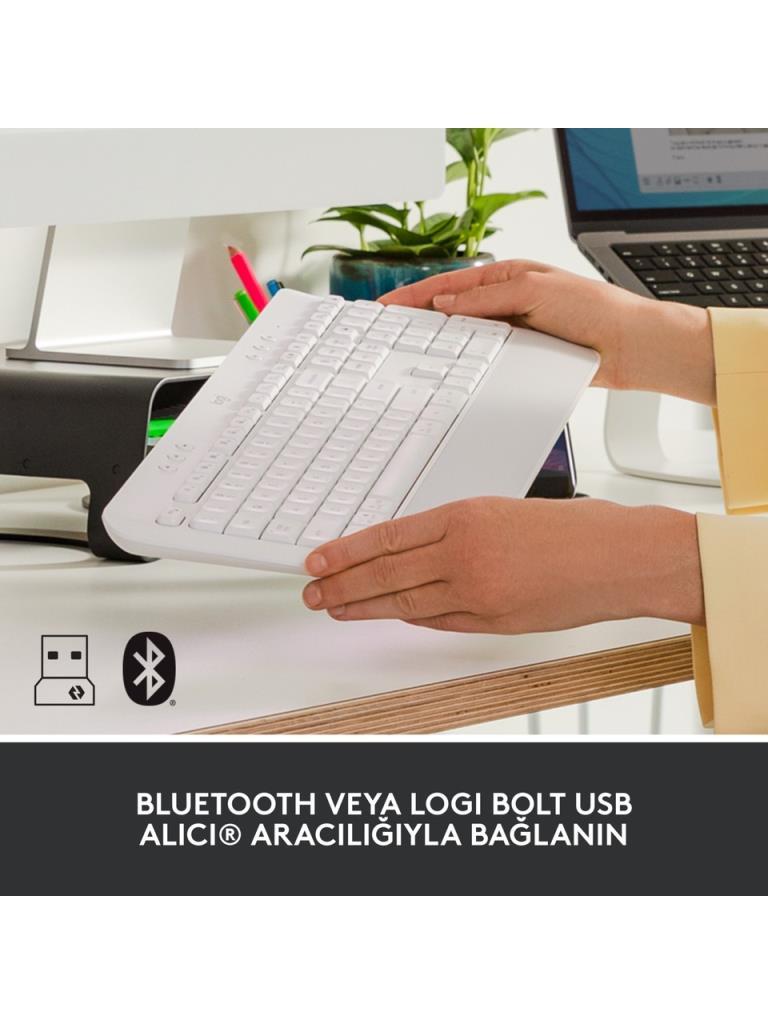 Logitech K650 Signature 920-010973 Beyaz Q Kablosuz Klavye - OUTLET