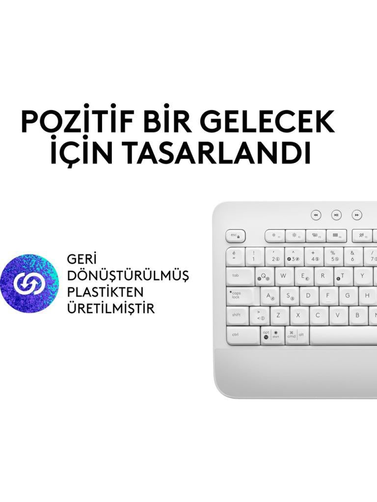 Logitech K650 Signature 920-010973 Beyaz Q Kablosuz Klavye - OUTLET